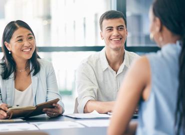 Two young people at a job interview.